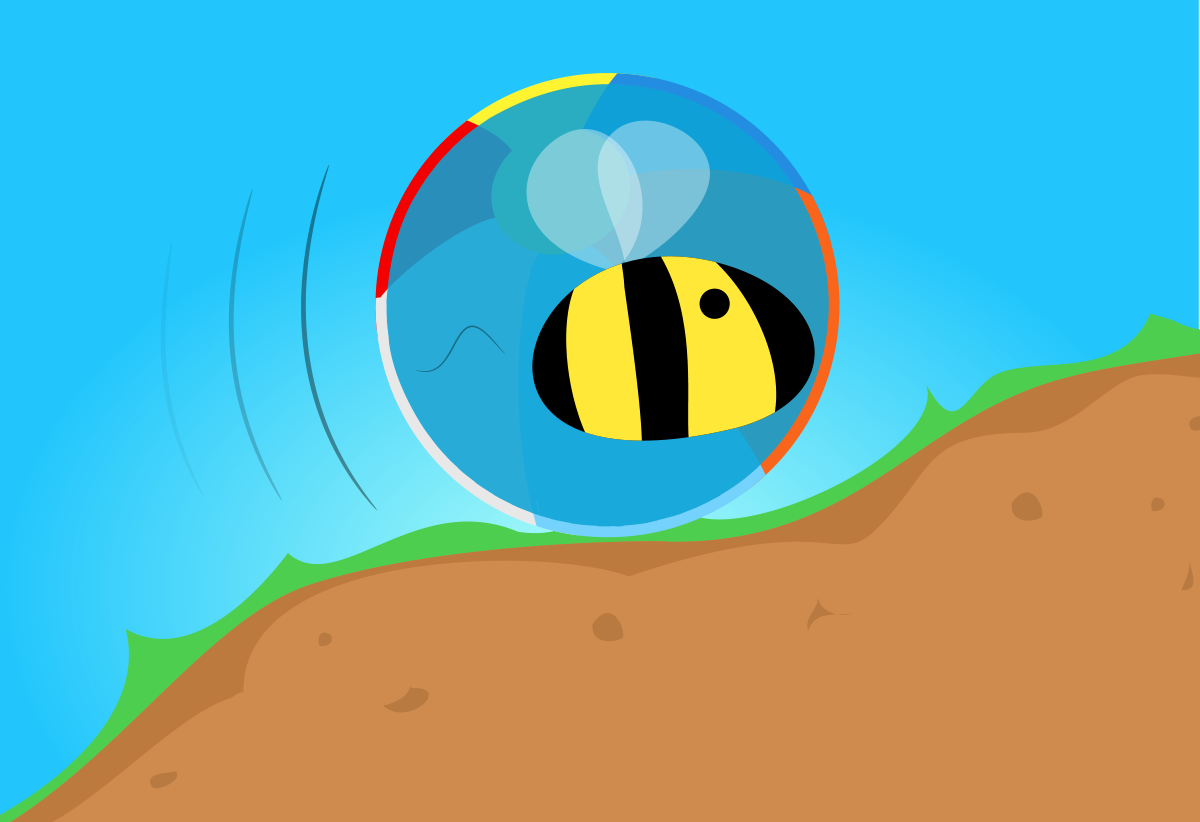 A giant bumblebee in a beachball